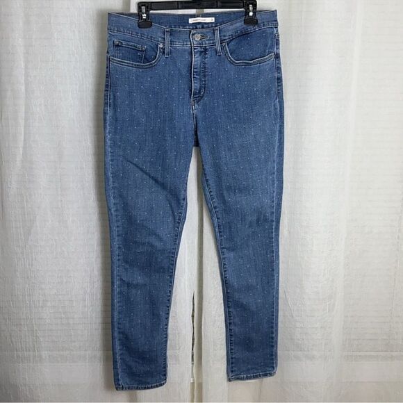 LEVI’S 31 Azure Blue Polka Dot 311 Shaping Skinny Stretch Jeans - Picture 5 of 16